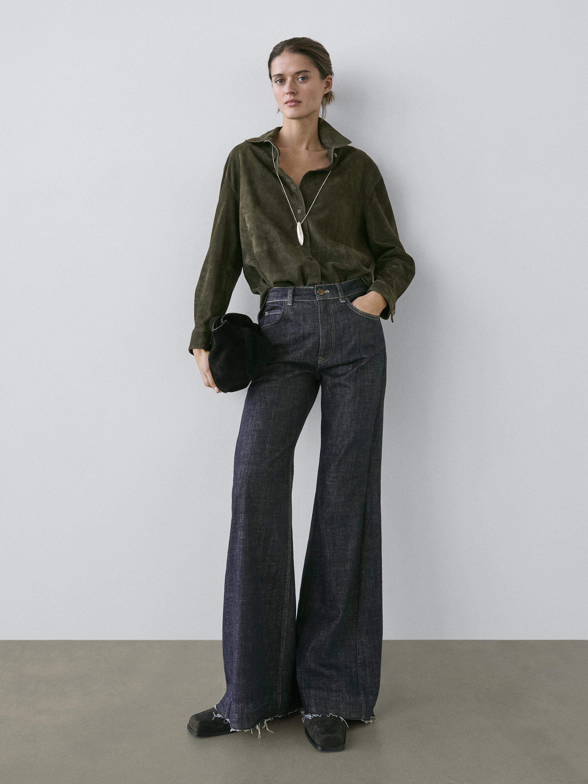 Flared high-waist jeans
